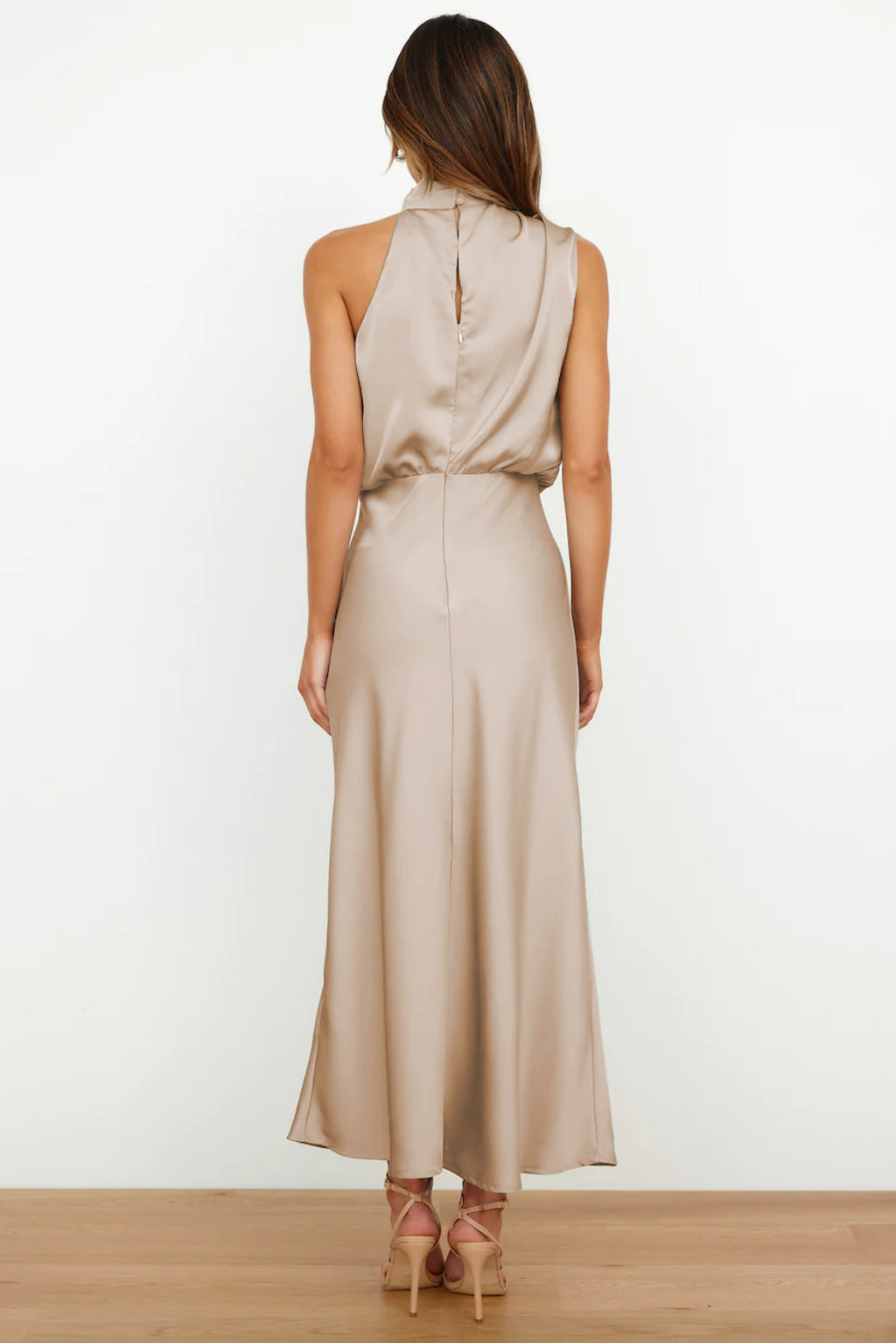 Lyla | Women’s Halter Neck Midi Dress with Draped Cowl Front