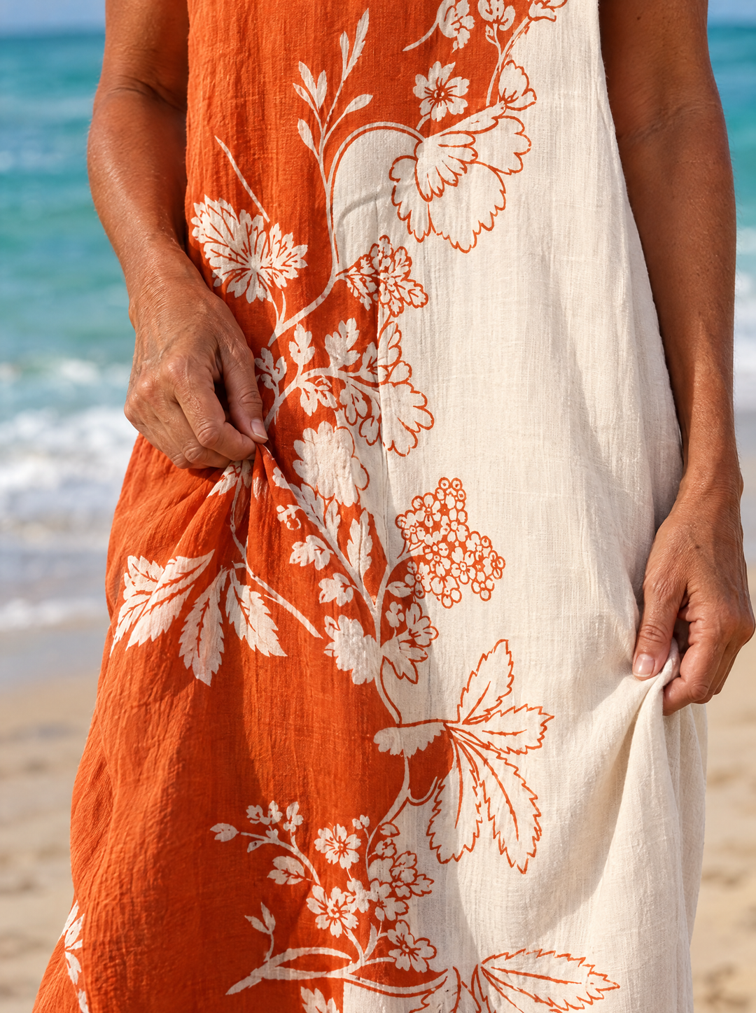 Lylia | Women's Two-Tone Botanical Midi Dress