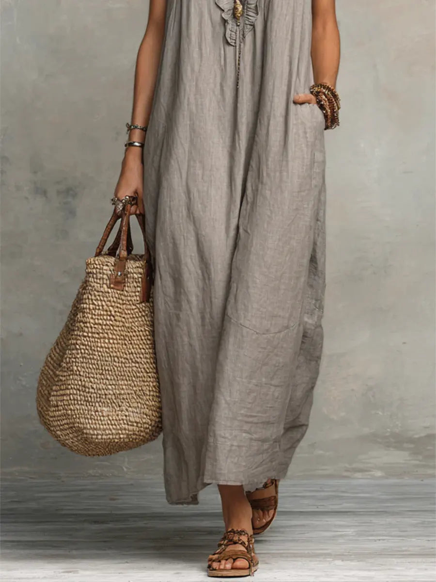 Lynn | Women's Sleeveless Ruffle V-Neck Maxi Dress