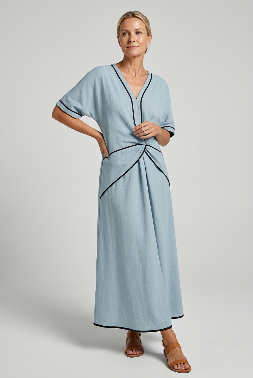 Maelle | Women's Twist-Front V-Neck Maxi Dress