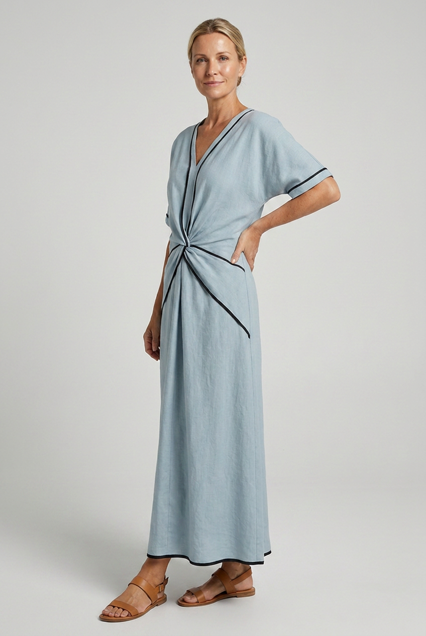 Maelle | Women's Twist-Front V-Neck Maxi Dress