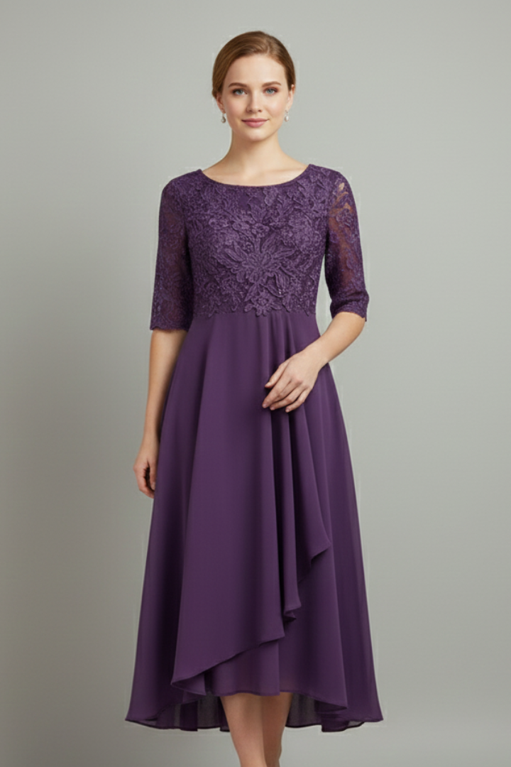 Mallory | Women's Round-Neck Midi Dress