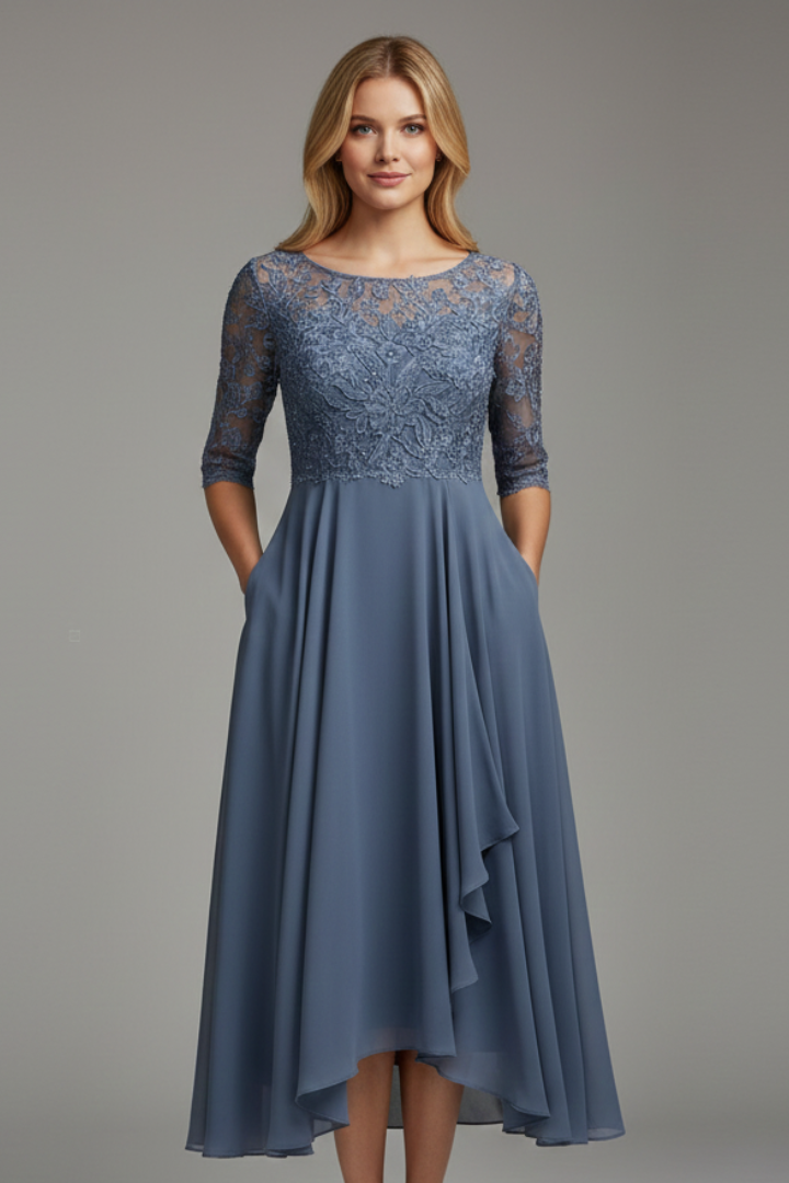 Mallory | Women's Round-Neck Midi Dress
