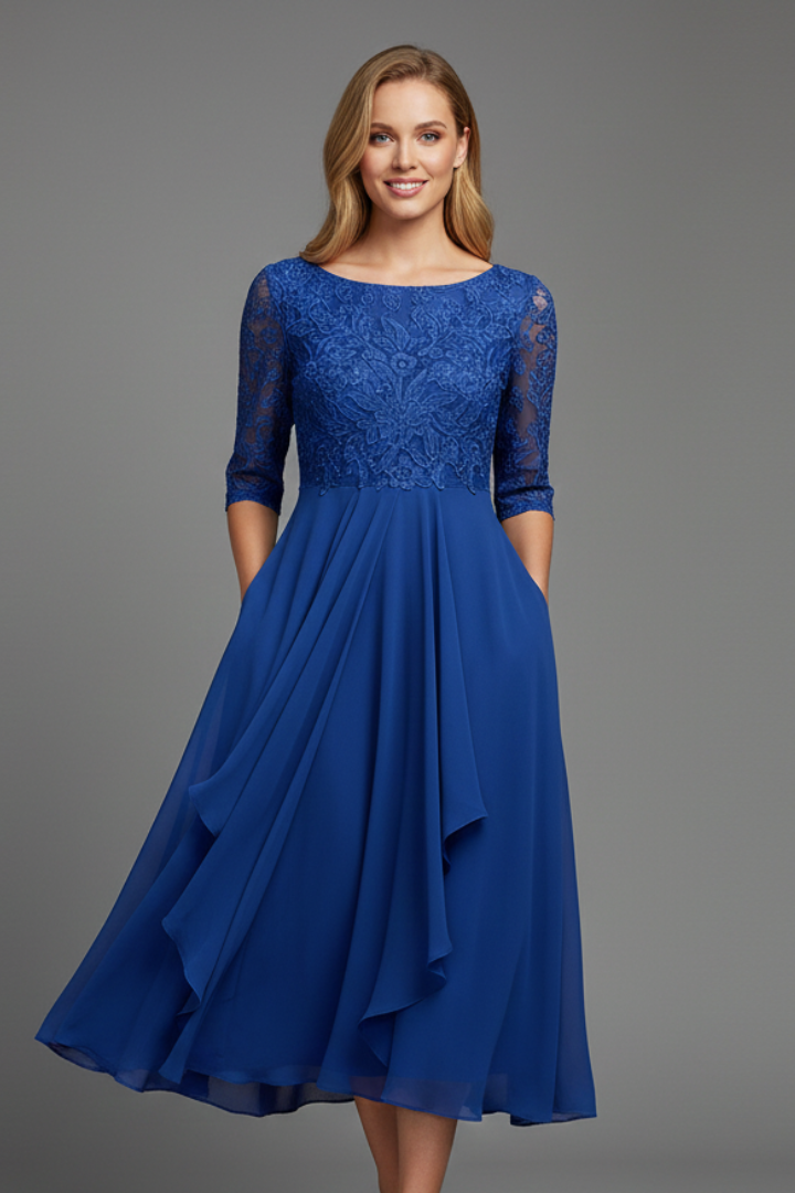 Mallory | Women's Round-Neck Midi Dress