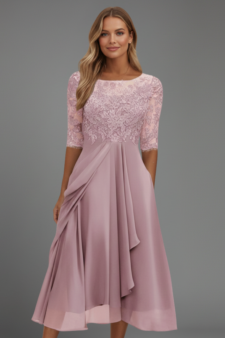 Mallory | Women's Round-Neck Midi Dress