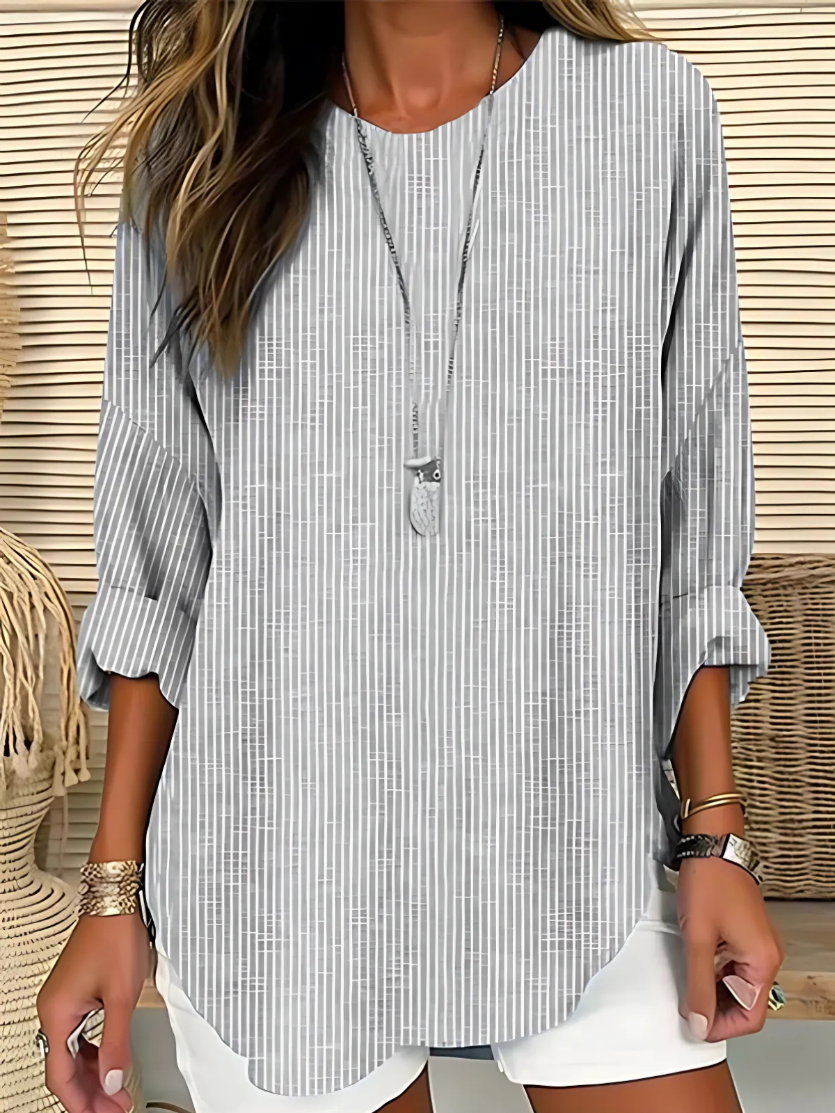 Mariabel | Women’s Long-Sleeve Striped Blouse