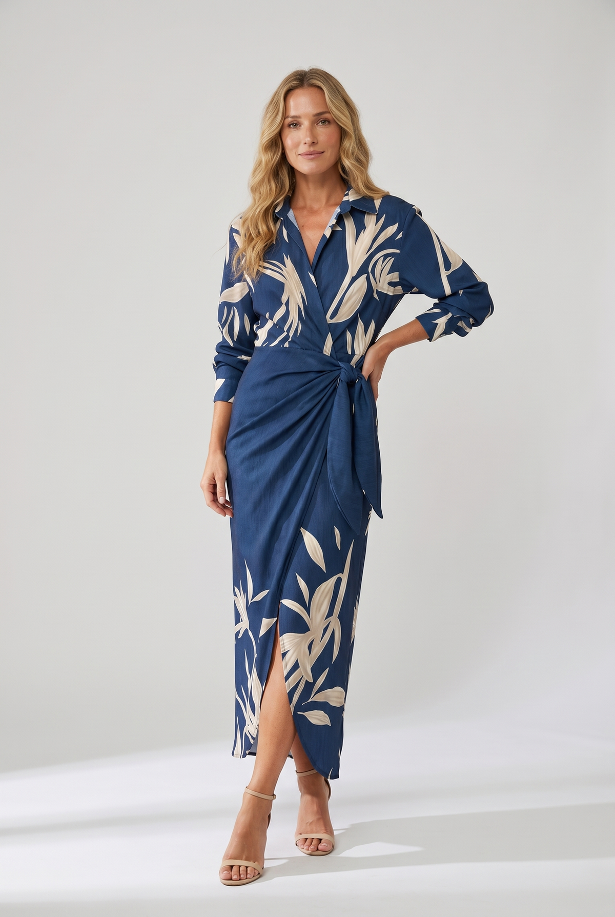 Marina | Women's Tropical Leaf Print Wrap Maxi Dress