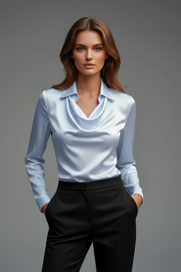 Marissa | Women's Draped Collar Long-Sleeve Blouse