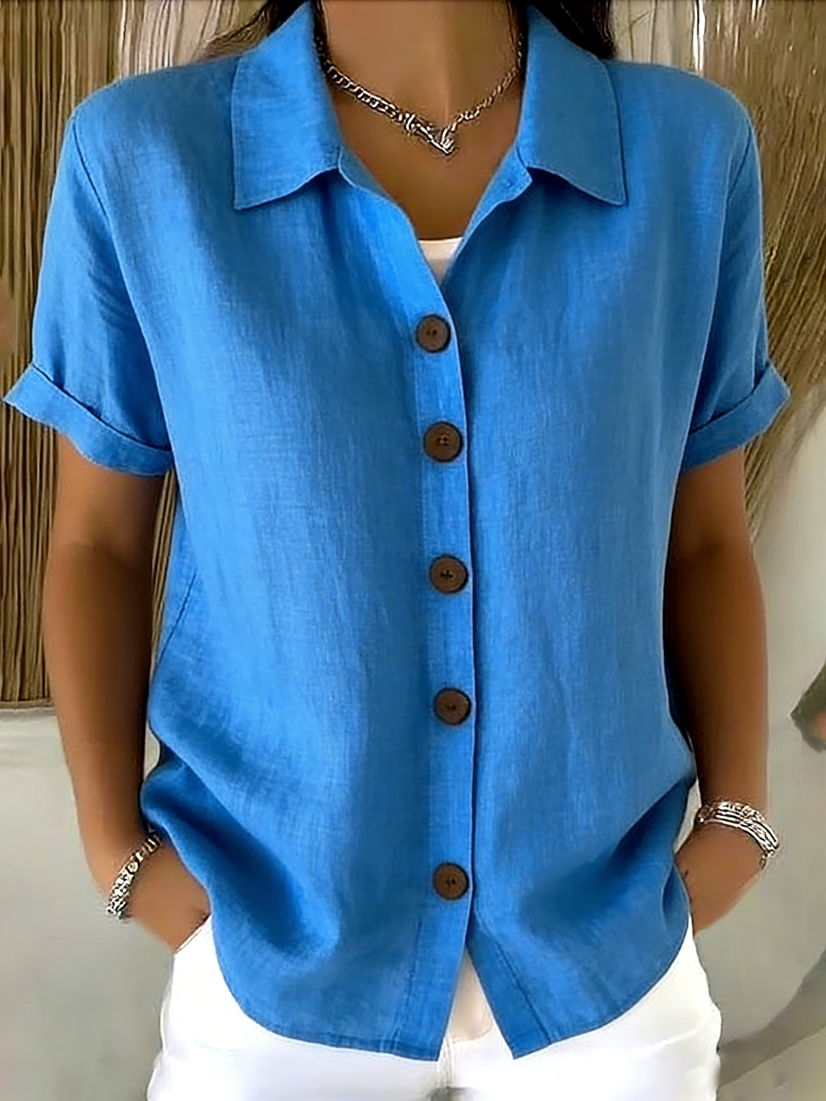 Marivelle | Women's Short-Sleeve Button-Up Shirt