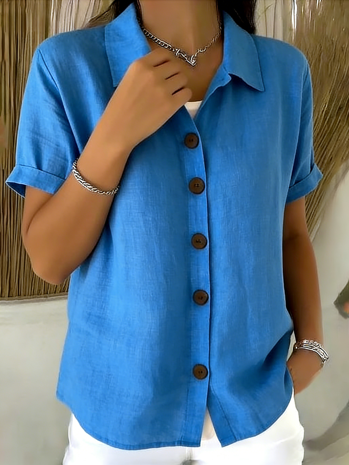 Marivelle | Women's Short-Sleeve Button-Up Shirt