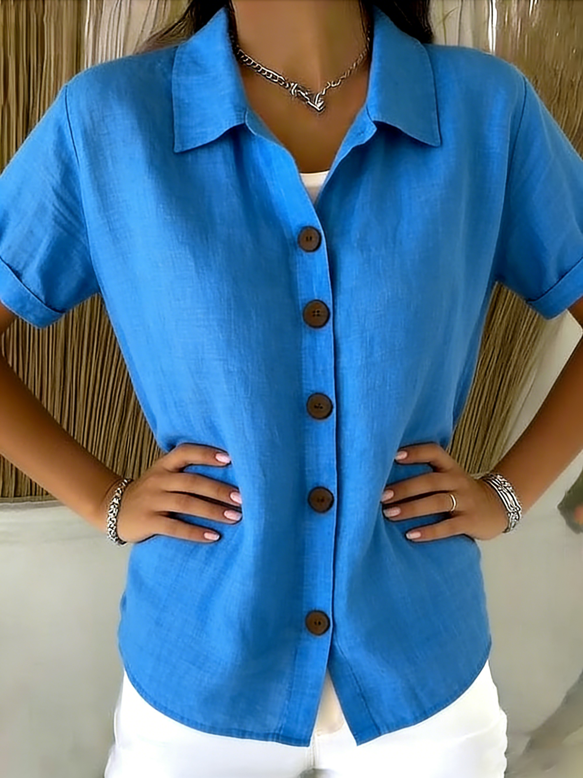 Marivelle | Women's Short-Sleeve Button-Up Shirt