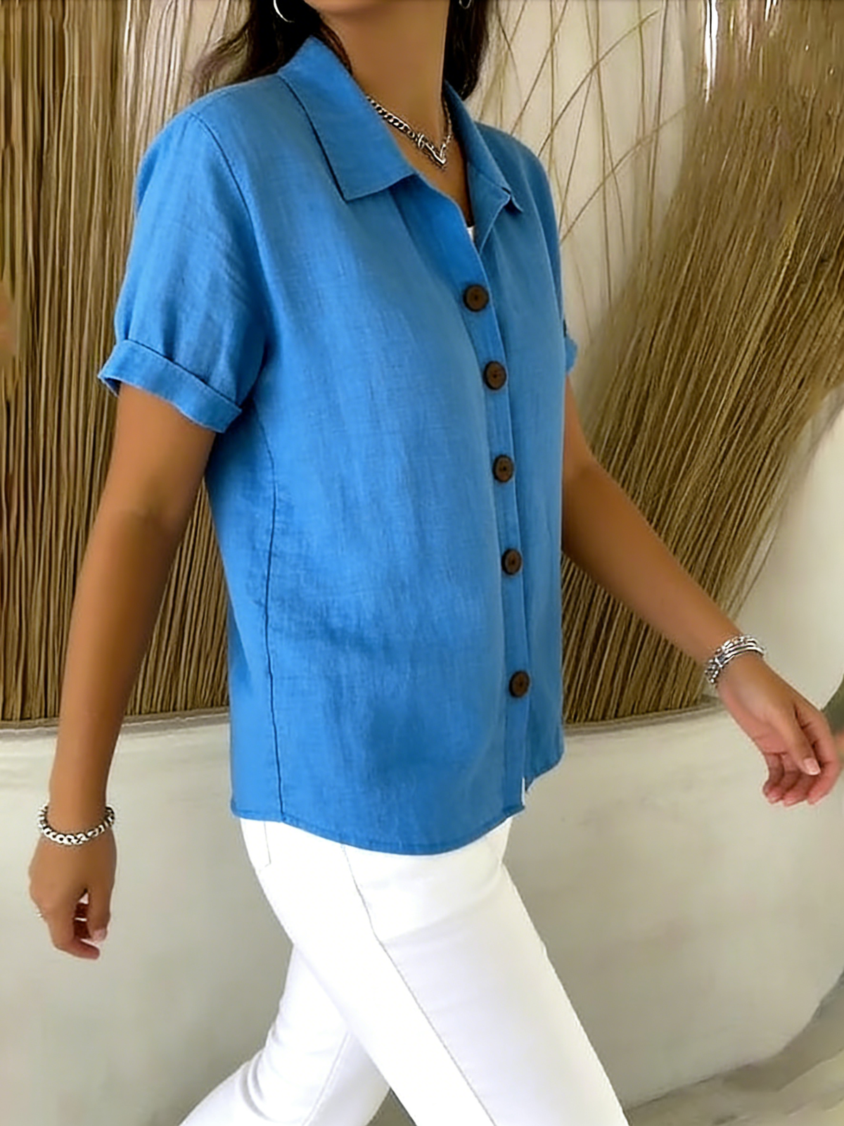 Marivelle | Women's Short-Sleeve Button-Up Shirt