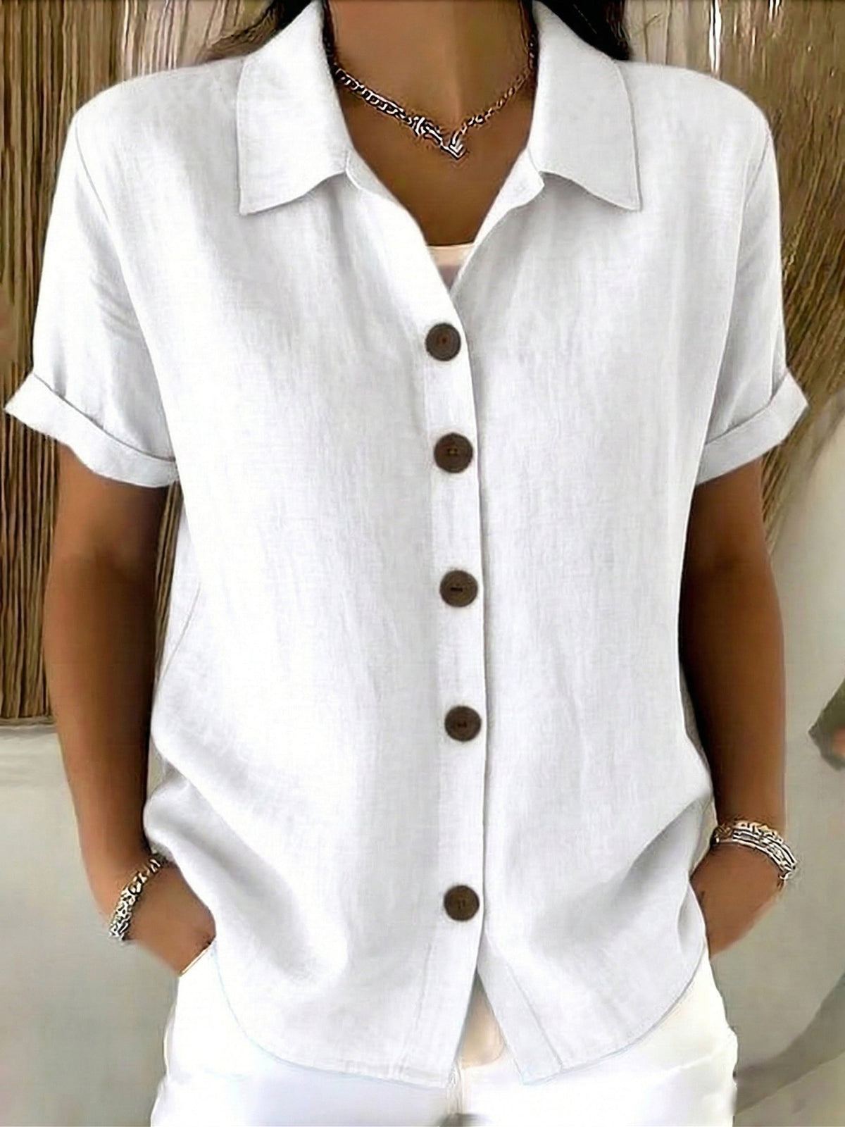 Marivelle | Women's Short-Sleeve Button-Up Shirt