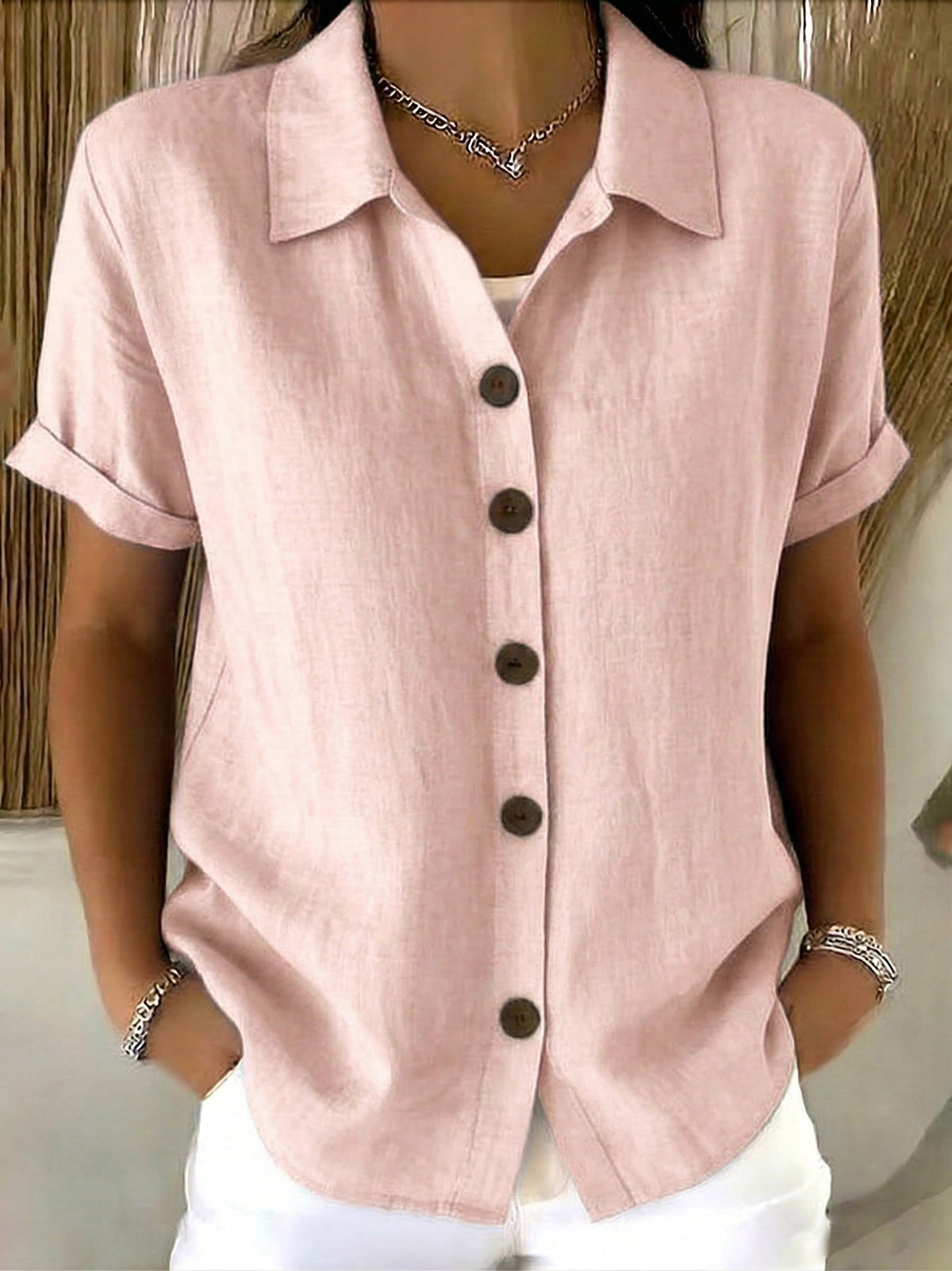 Marivelle | Women's Short-Sleeve Button-Up Shirt