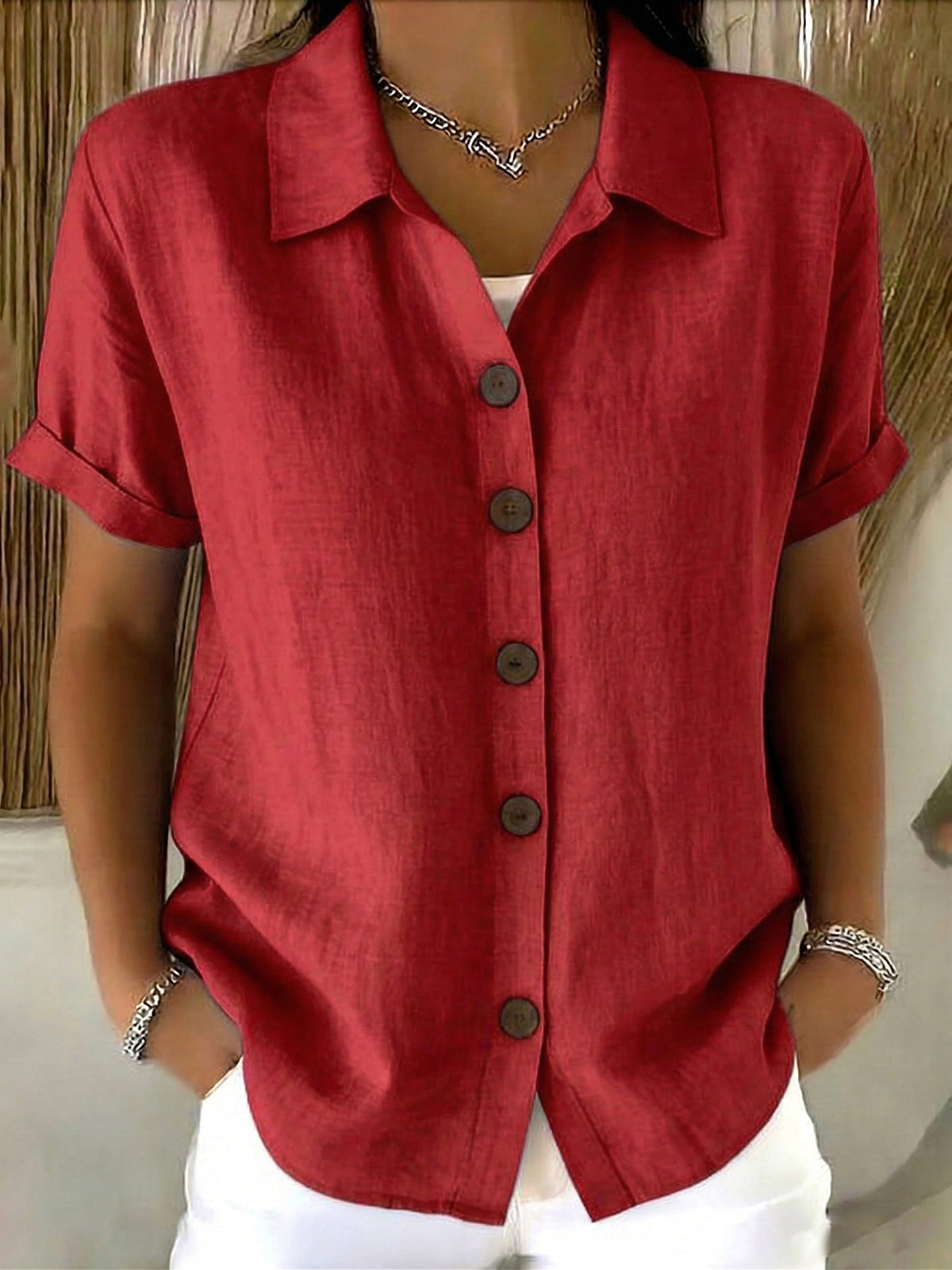Marivelle | Women's Short-Sleeve Button-Up Shirt