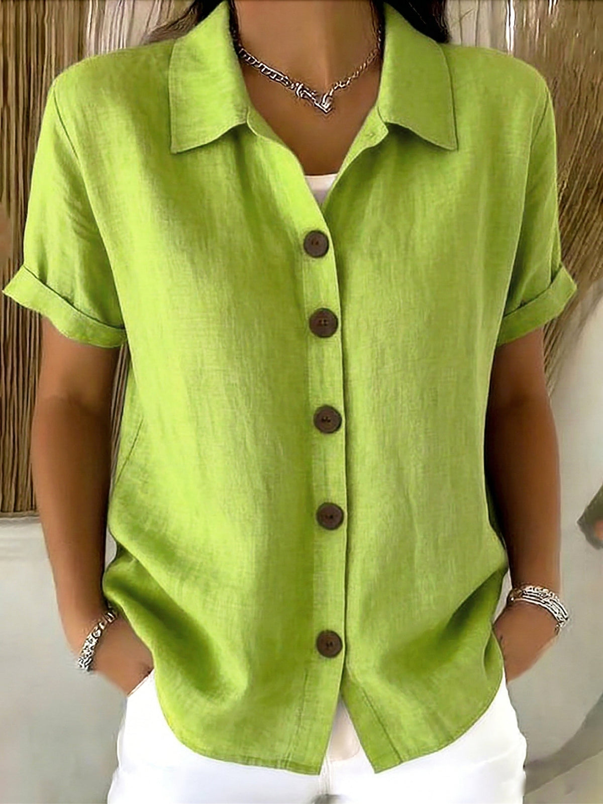 Marivelle | Women's Short-Sleeve Button-Up Shirt