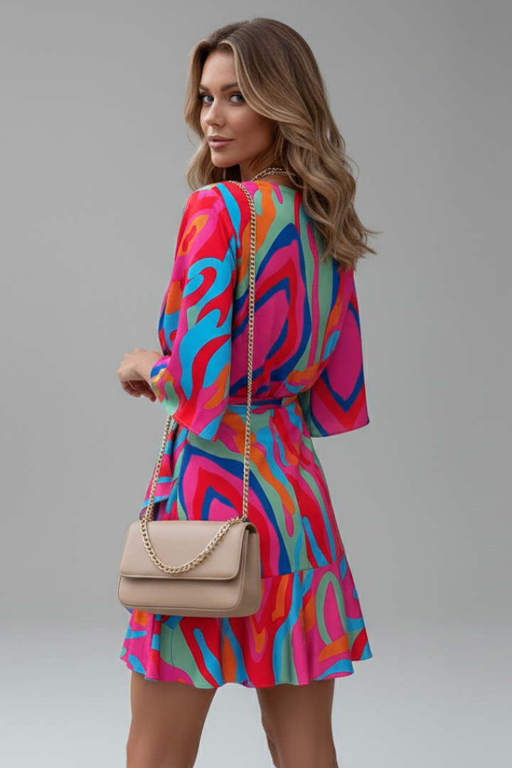 Marlyn | Women's Printed V-Neck Mini Dress