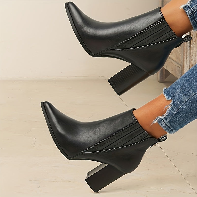 Marvessa | Women's Pointed-Toe Ankle Boots with Block Heel