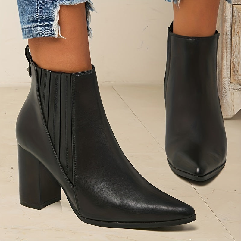 Marvessa | Women's Pointed-Toe Ankle Boots with Block Heel