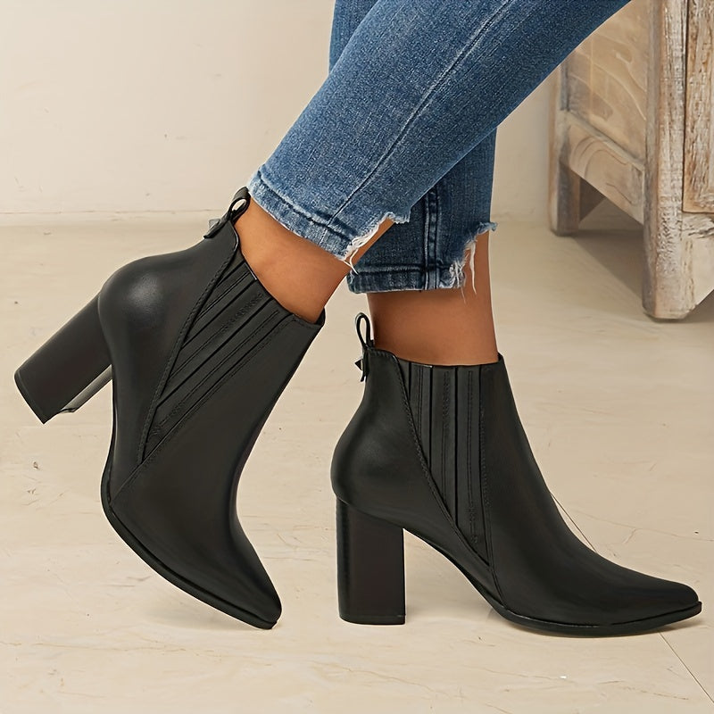 Marvessa | Women's Pointed-Toe Ankle Boots with Block Heel