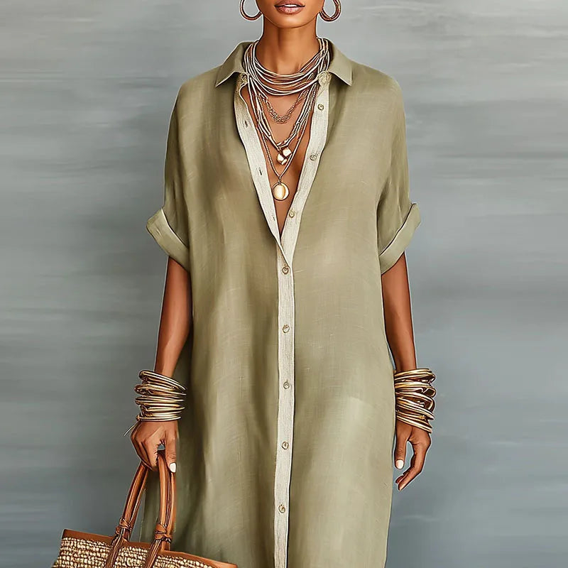 Matilda | Women's Button-Front Maxi Shirt Dress