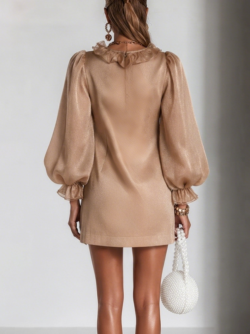 Matilda | Women's Ruffle Front Puff Sleeve Shift Mini Dress