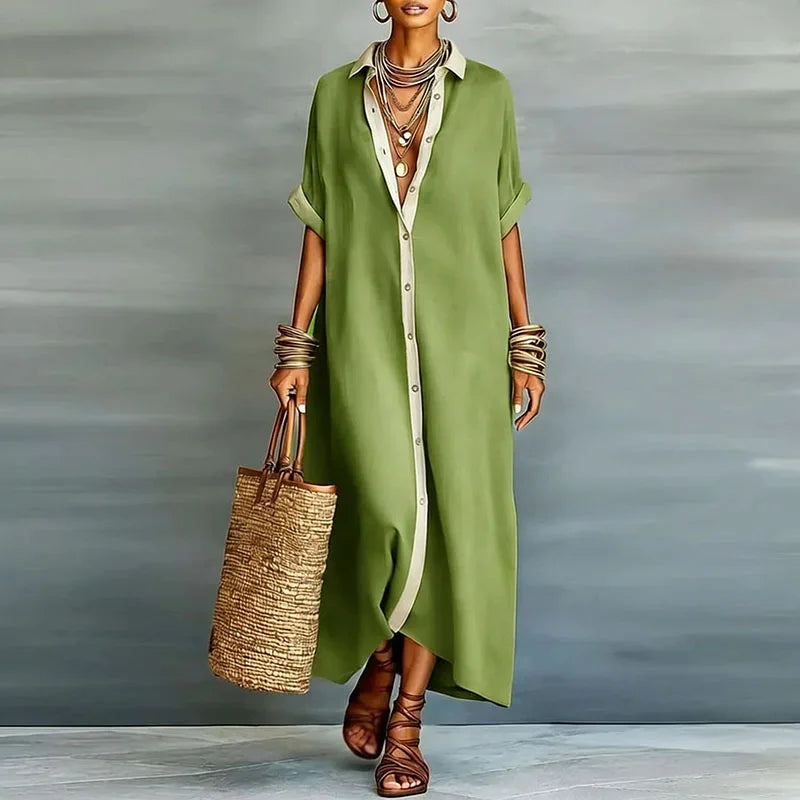Matilda | Women's Button-Front Maxi Shirt Dress