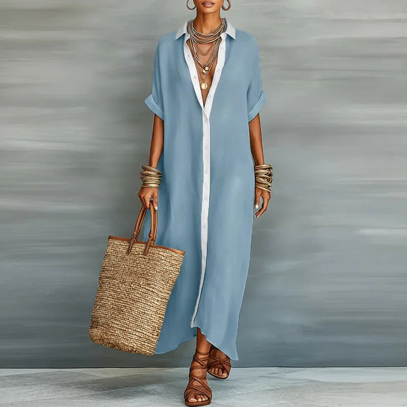 Matilda | Women's Button-Front Maxi Shirt Dress