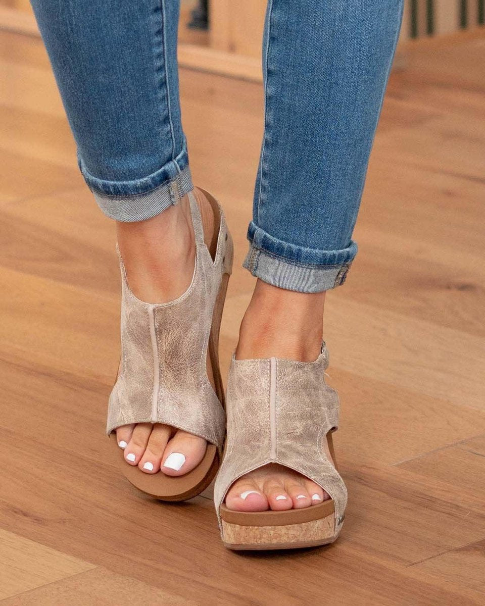 Mavis | Women’s Strappy Wedge Sandals with Cork-Effect Platform