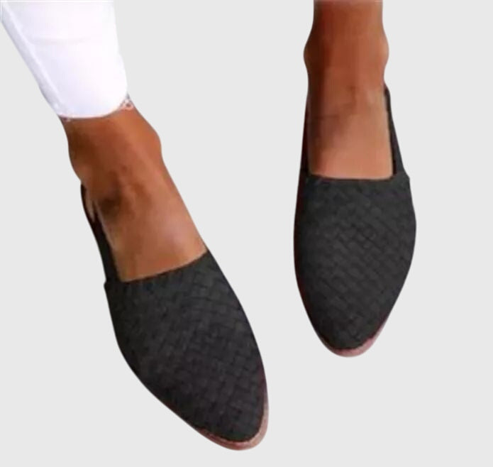 Mavis | Women’s Woven Slingback Flats with Buckle Strap