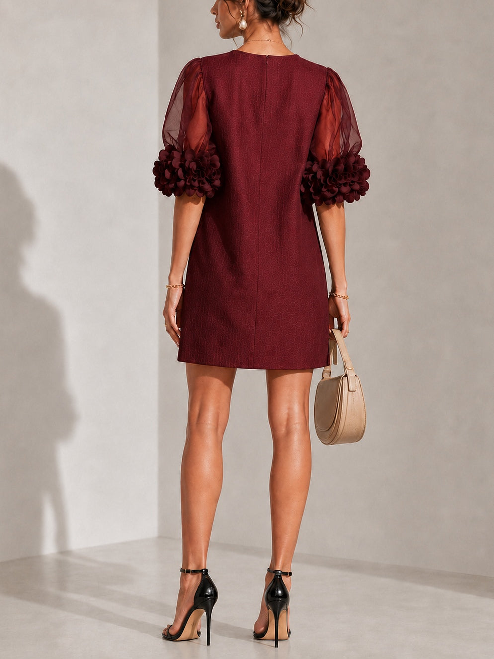 Meredith | Women's Puff Sleeve Floral Cuff Mini Dress