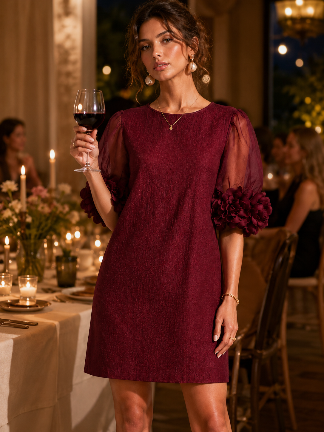 Meredith | Women's Puff Sleeve Floral Cuff Mini Dress