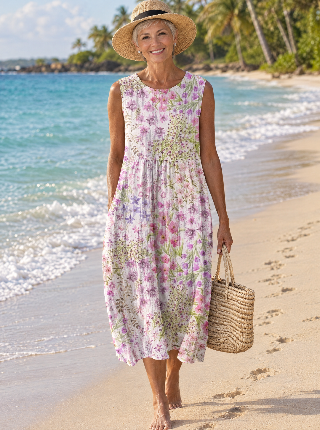 Merida | Women's Lilac Floral Print Midi Dress