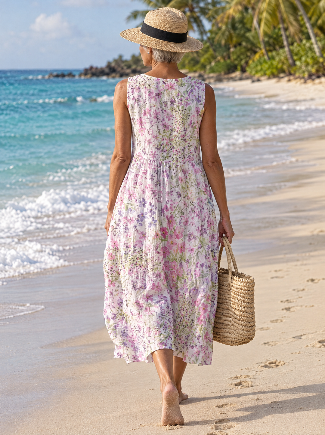 Merida | Women's Lilac Floral Print Midi Dress