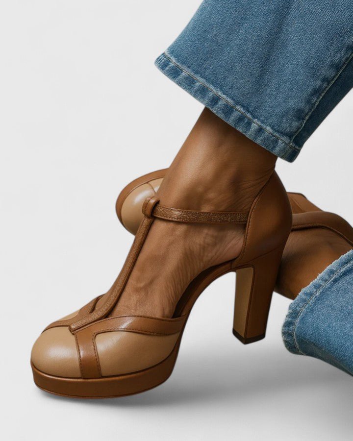 Moira | Women’s T-Strap Platform Pumps with Block Heel