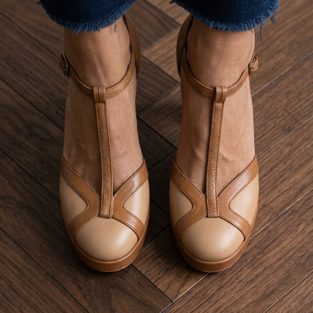 Moira | Women’s T-Strap Platform Pumps with Block Heel
