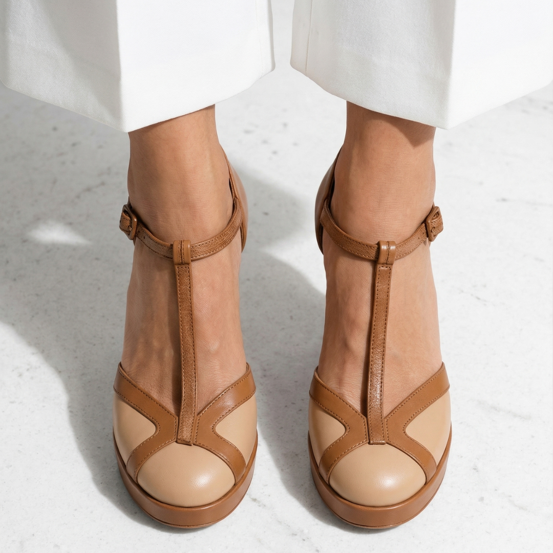 Moira | Women’s T-Strap Platform Pumps with Block Heel