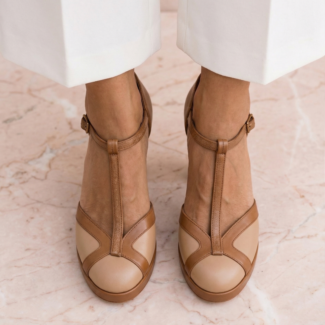 Moira | Women’s T-Strap Platform Pumps with Block Heel