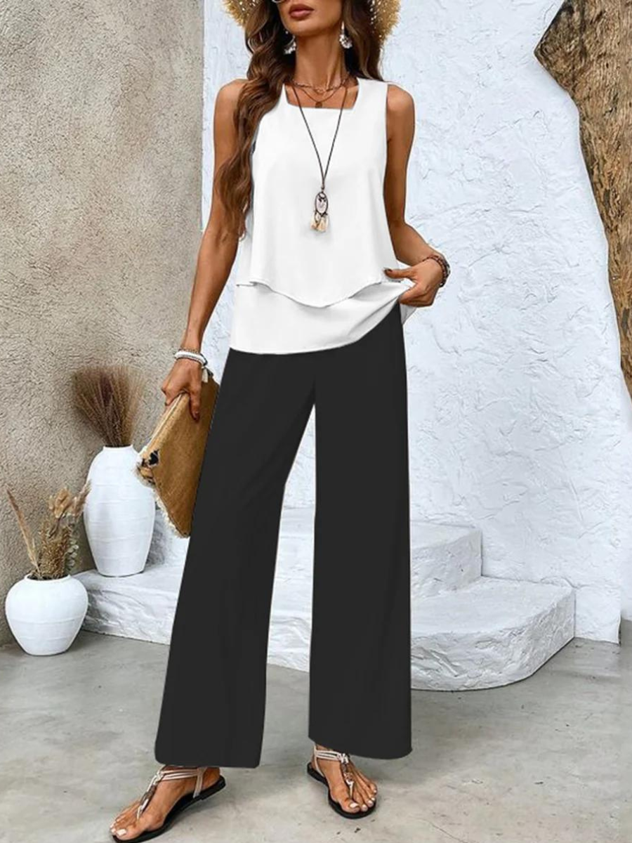 Naomi | Women’s Two-Piece Set with Sleeveless Top and Wide-Leg Pants