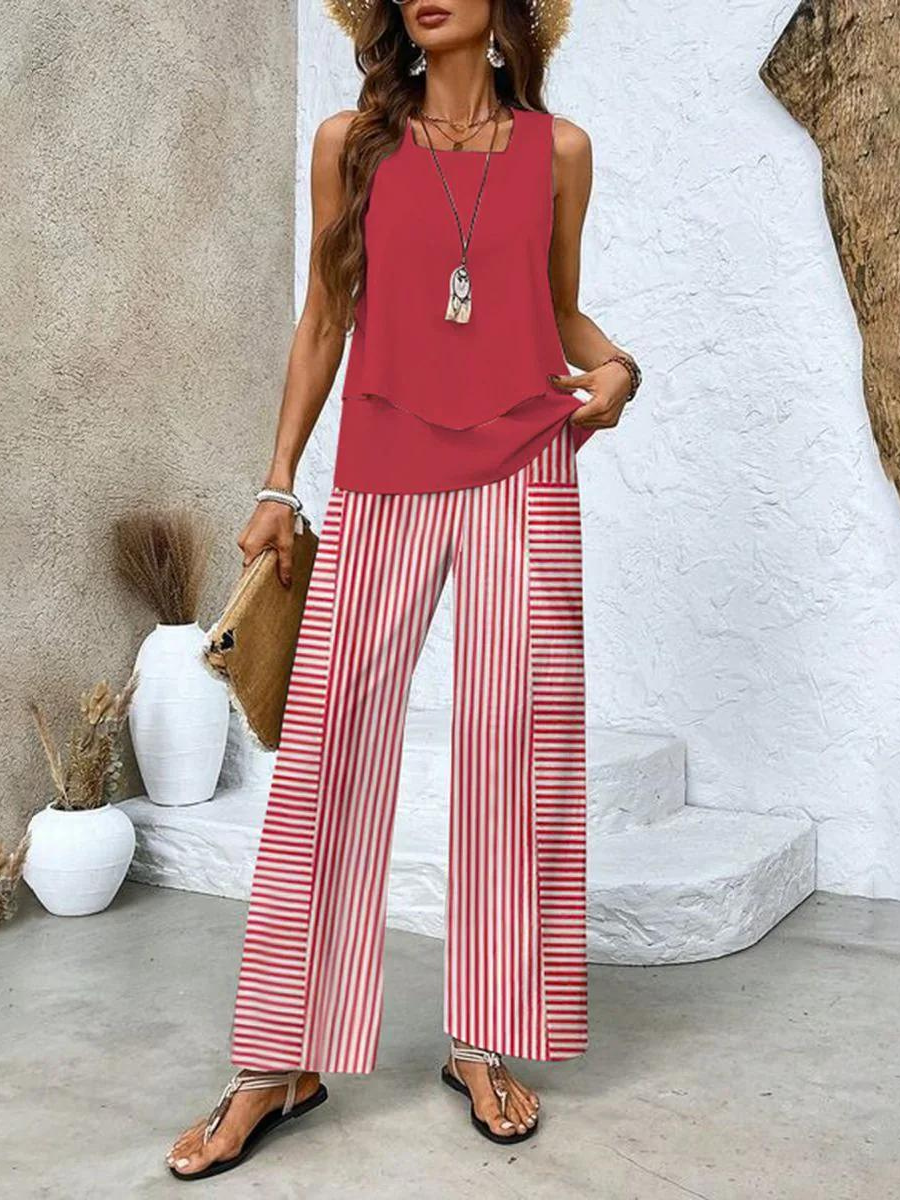 Naomi | Women’s Two-Piece Set with Sleeveless Top and Wide-Leg Pants