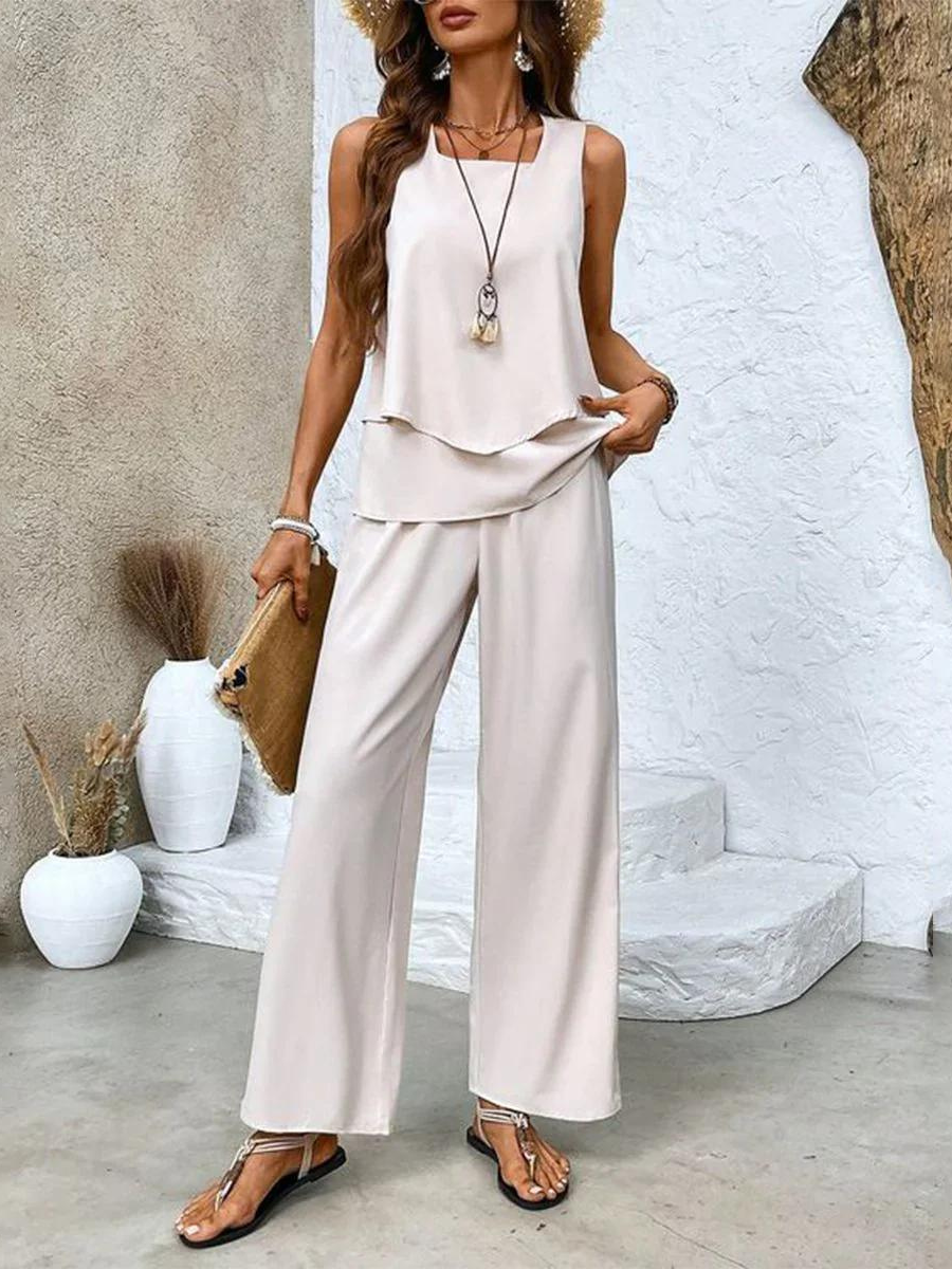 Naomi | Women’s Two-Piece Set with Sleeveless Top and Wide-Leg Pants