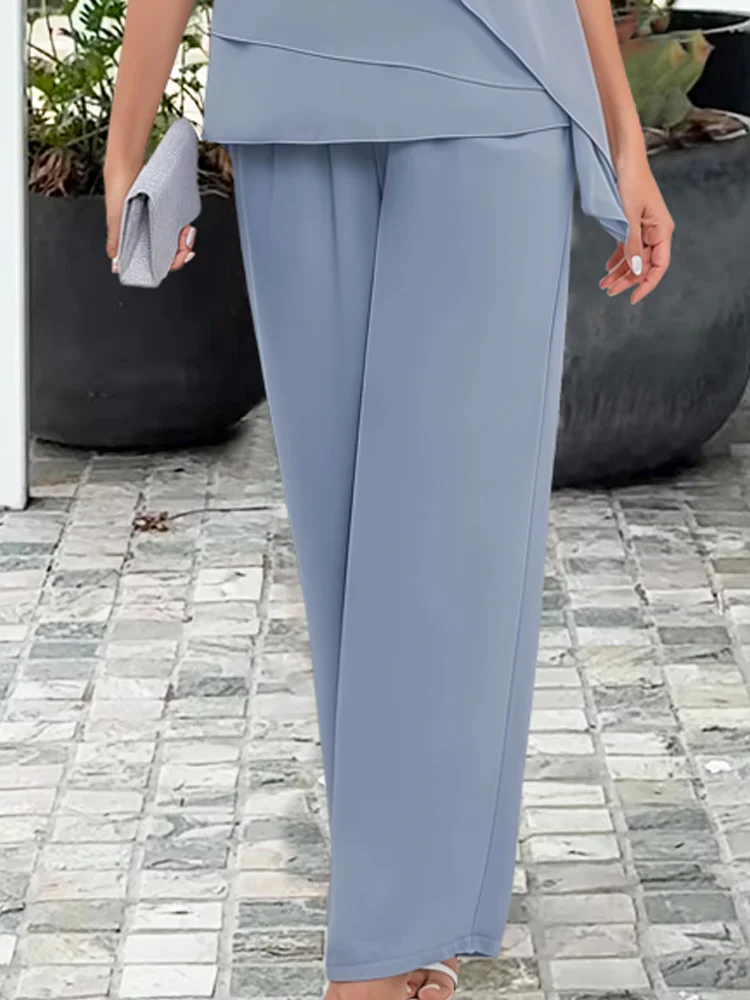 Naomi | Women's Asymmetric Layered Top and Wide-Leg Pants Set