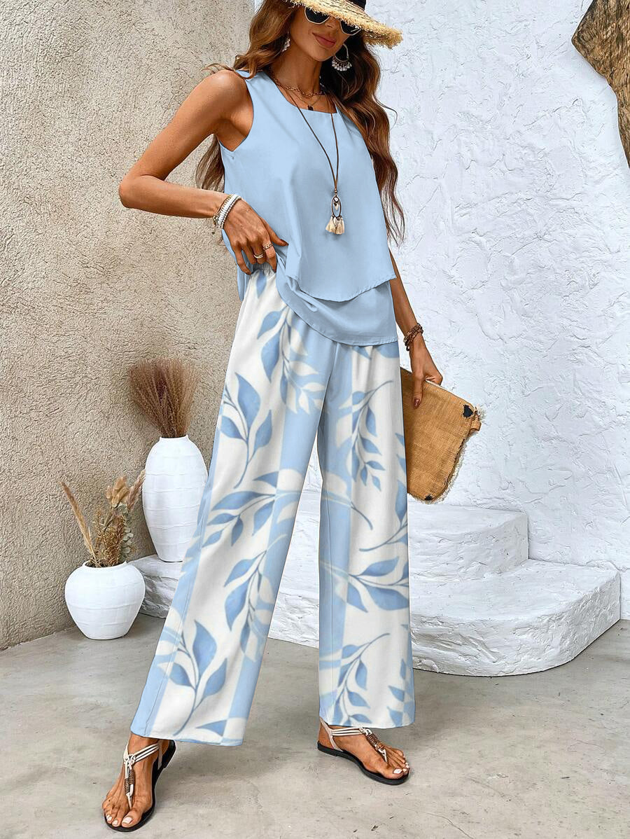 Naomi | Women’s Two-Piece Set with Sleeveless Top and Wide-Leg Pants