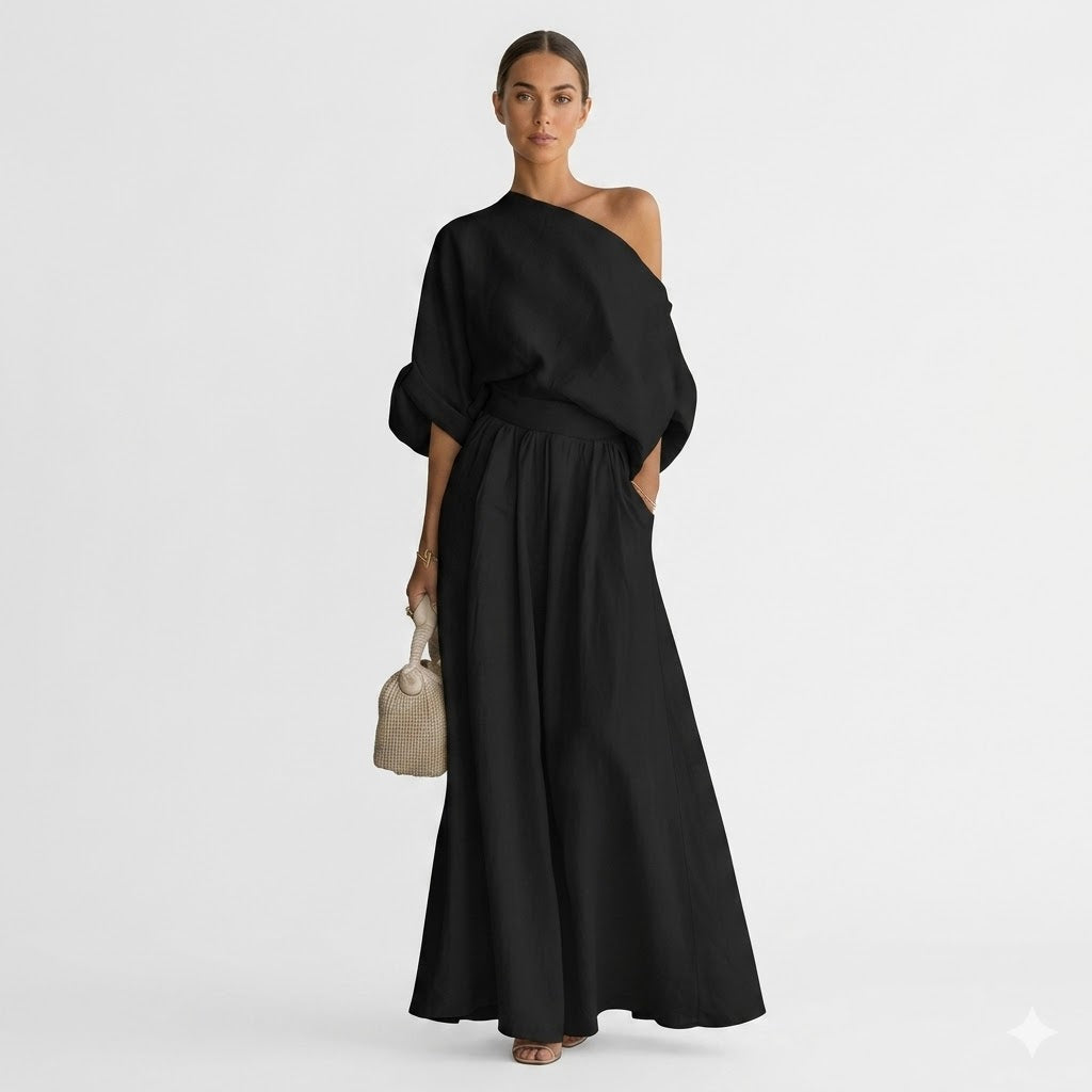 Noelia | One-Shoulder Maxi Skirt Set