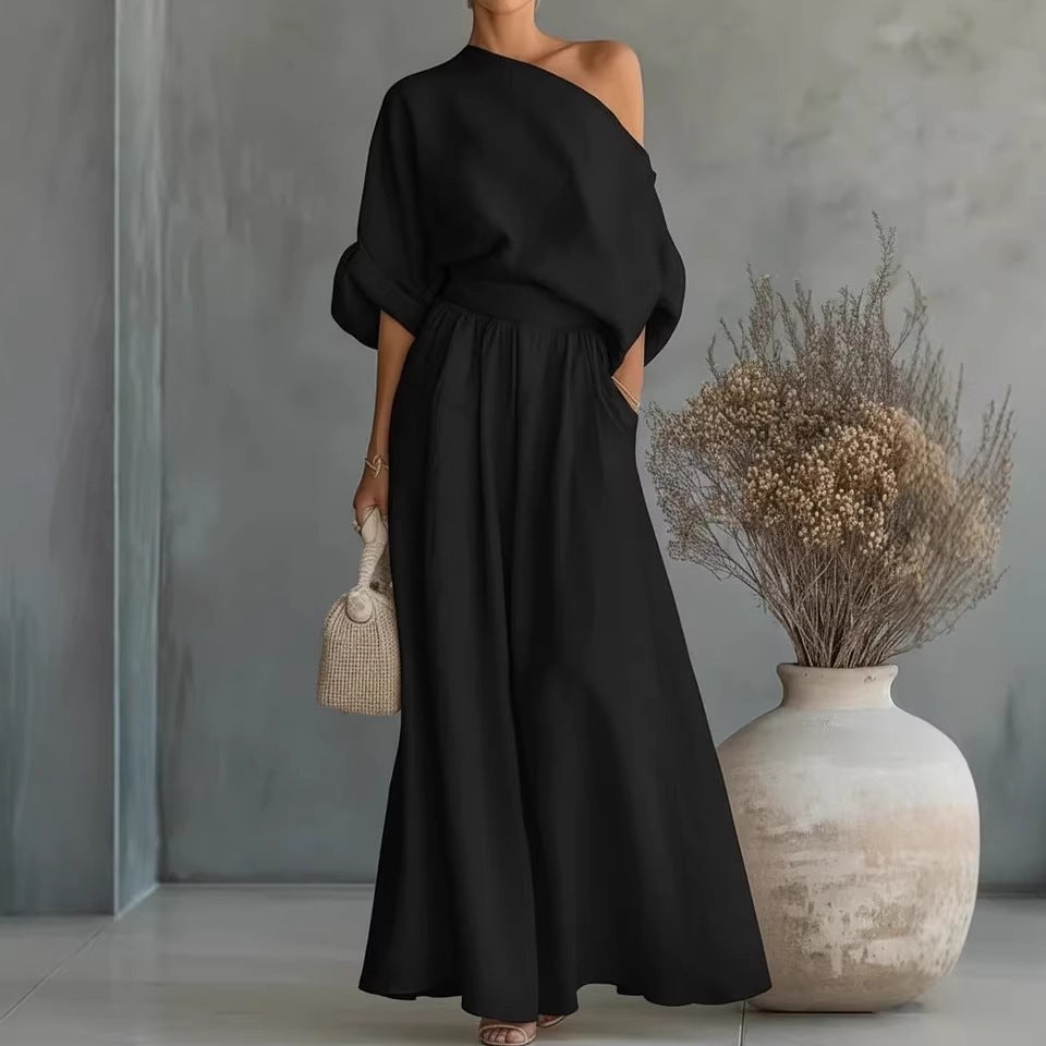 Noelia | One-Shoulder Maxi Skirt Set