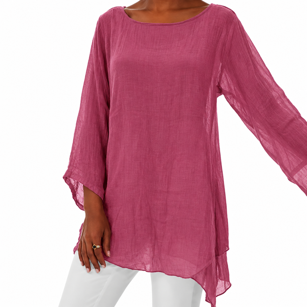 Nora | Women's Long Sleeve Asymmetric Tunic Top