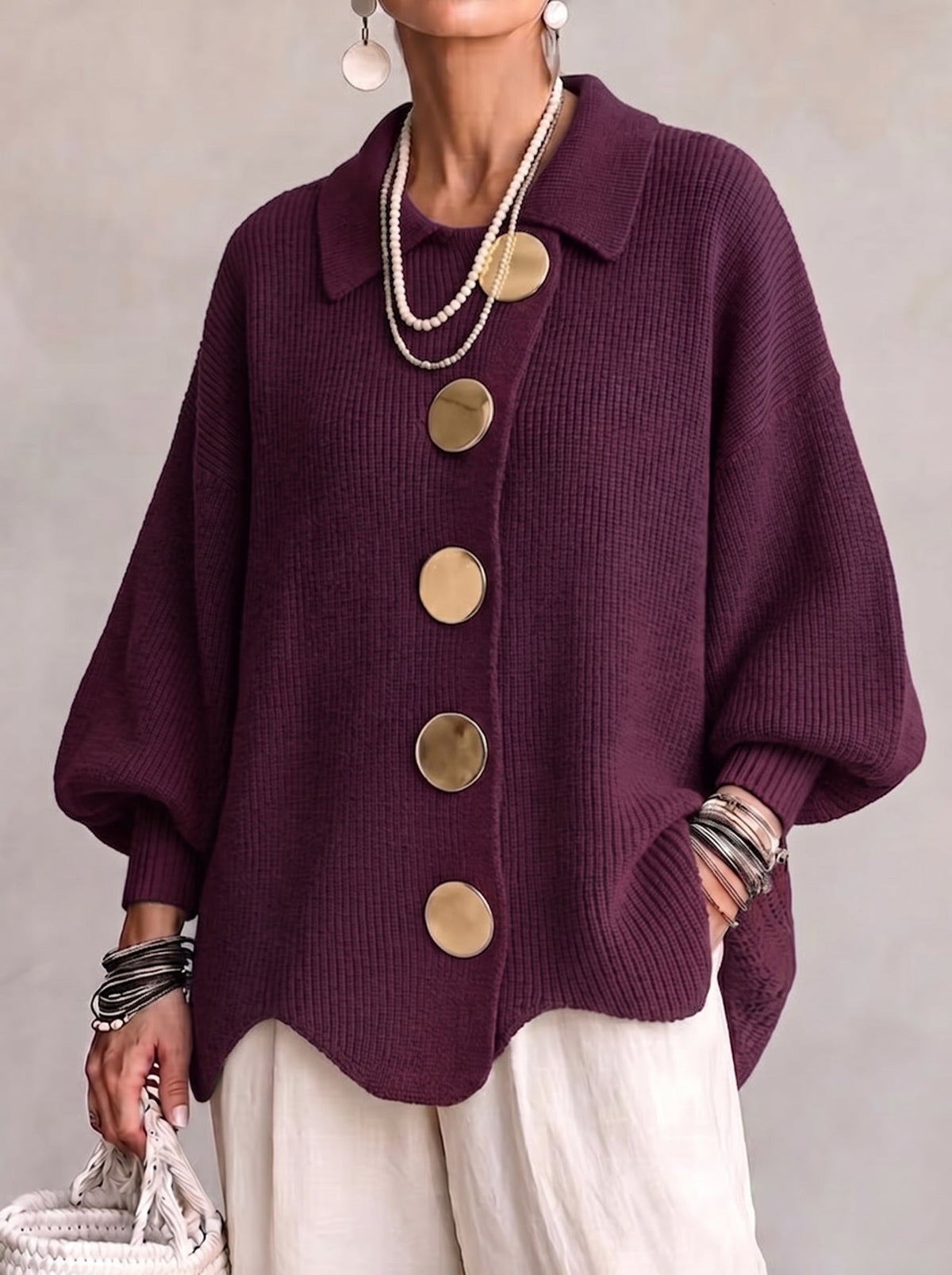 Orlisse | Women's Oversized Button-Up Cardigan