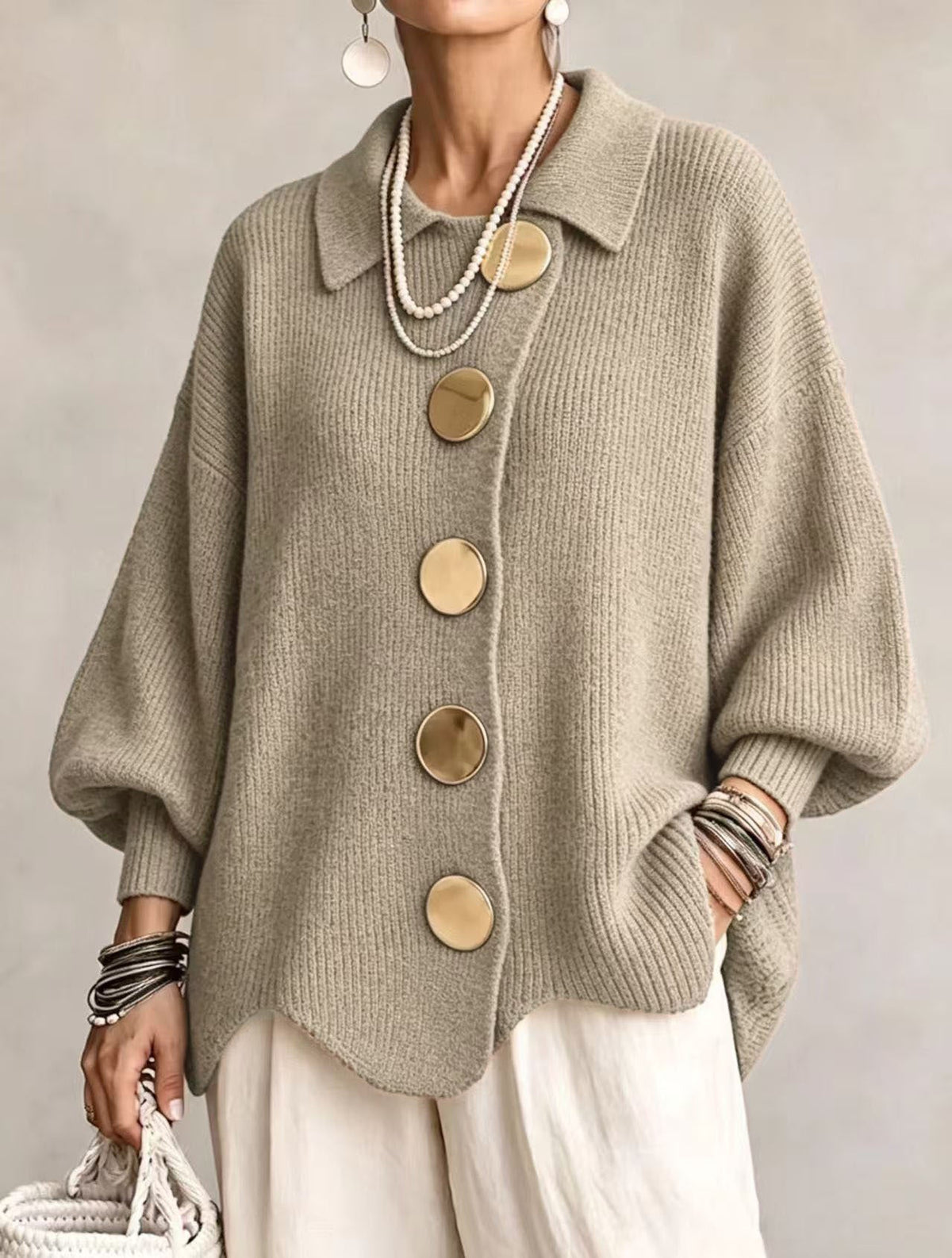 Orlisse | Women's Oversized Button-Up Cardigan