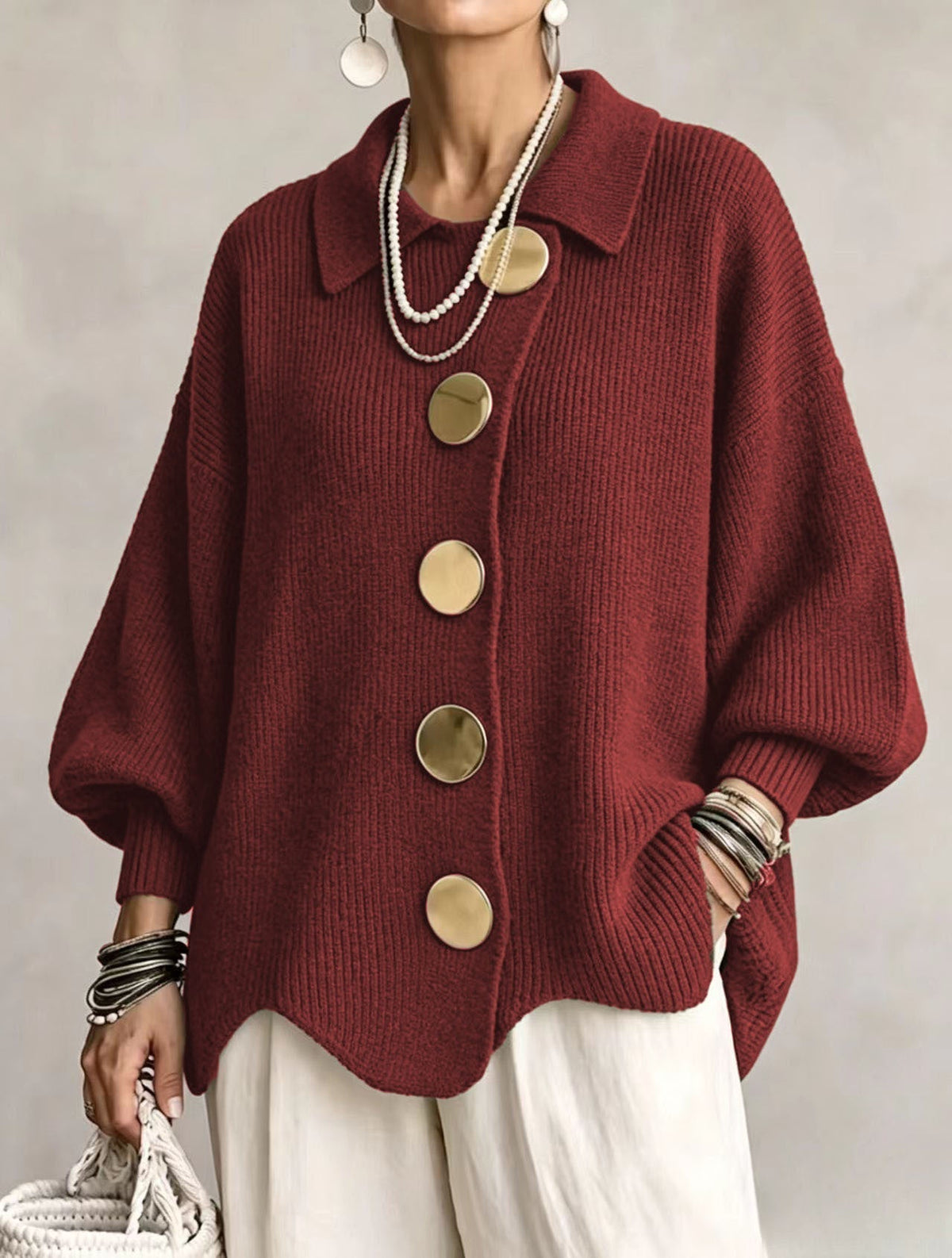 Orlisse | Women's Oversized Button-Up Cardigan
