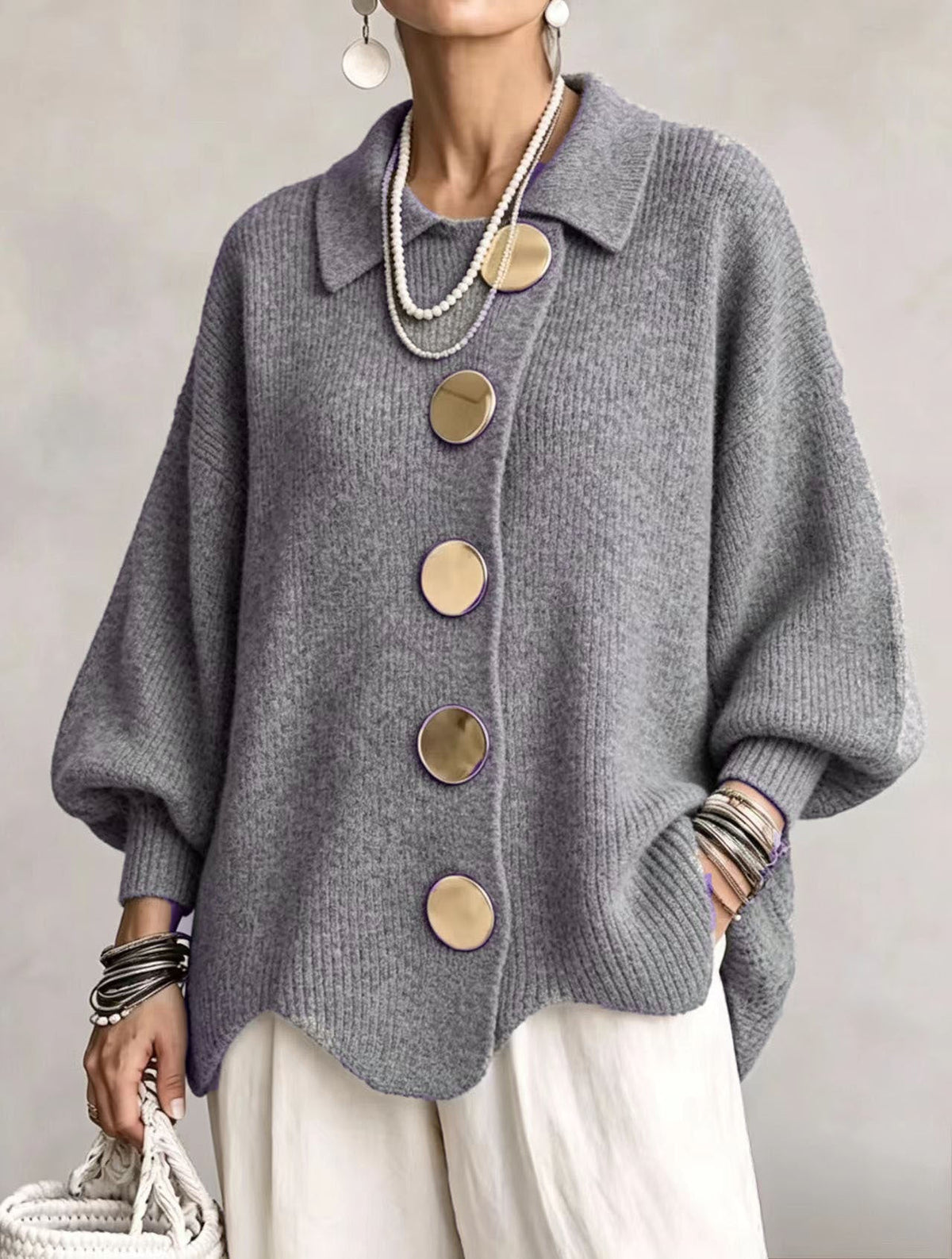 Orlisse | Women's Oversized Button-Up Cardigan
